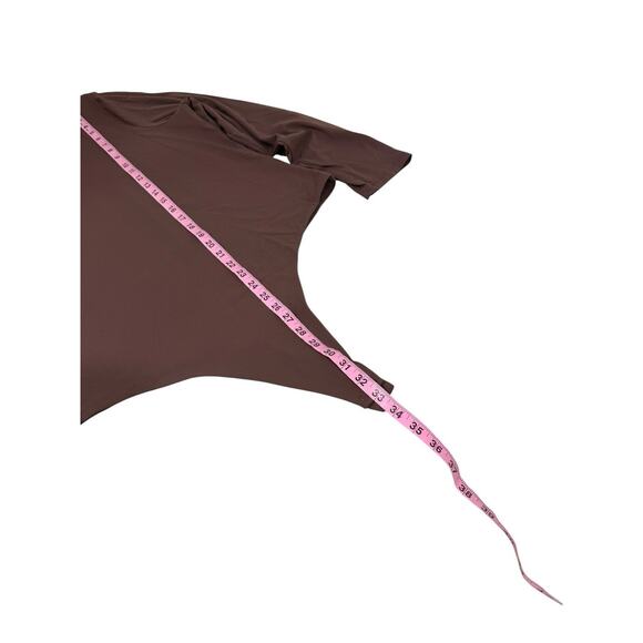 Nuuds Bodysuit Plus Size Brown Mocha Long Sleeve Scoop Neck Stretchy XXXL 3X - Picture 5 of 8